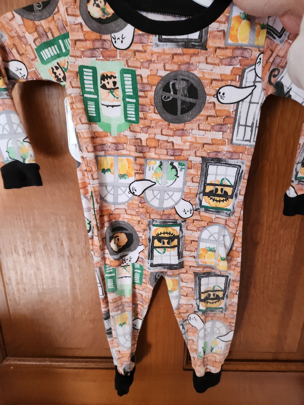 Burt's Bees Orange Brick-Print Ghost Window 2pcs Pajamas